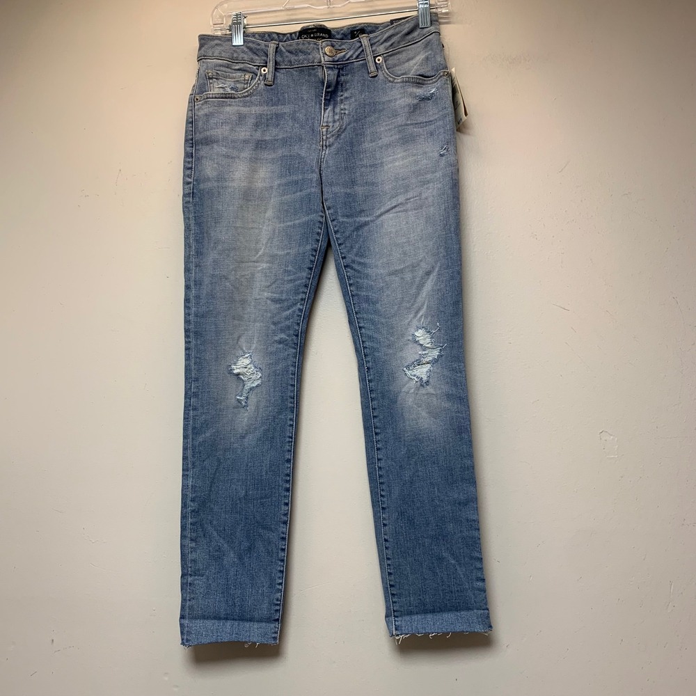 Lucky Brand Lolita Skinny Ankle Jeans Womens 4/27 Blue New Distressed Raw Hem